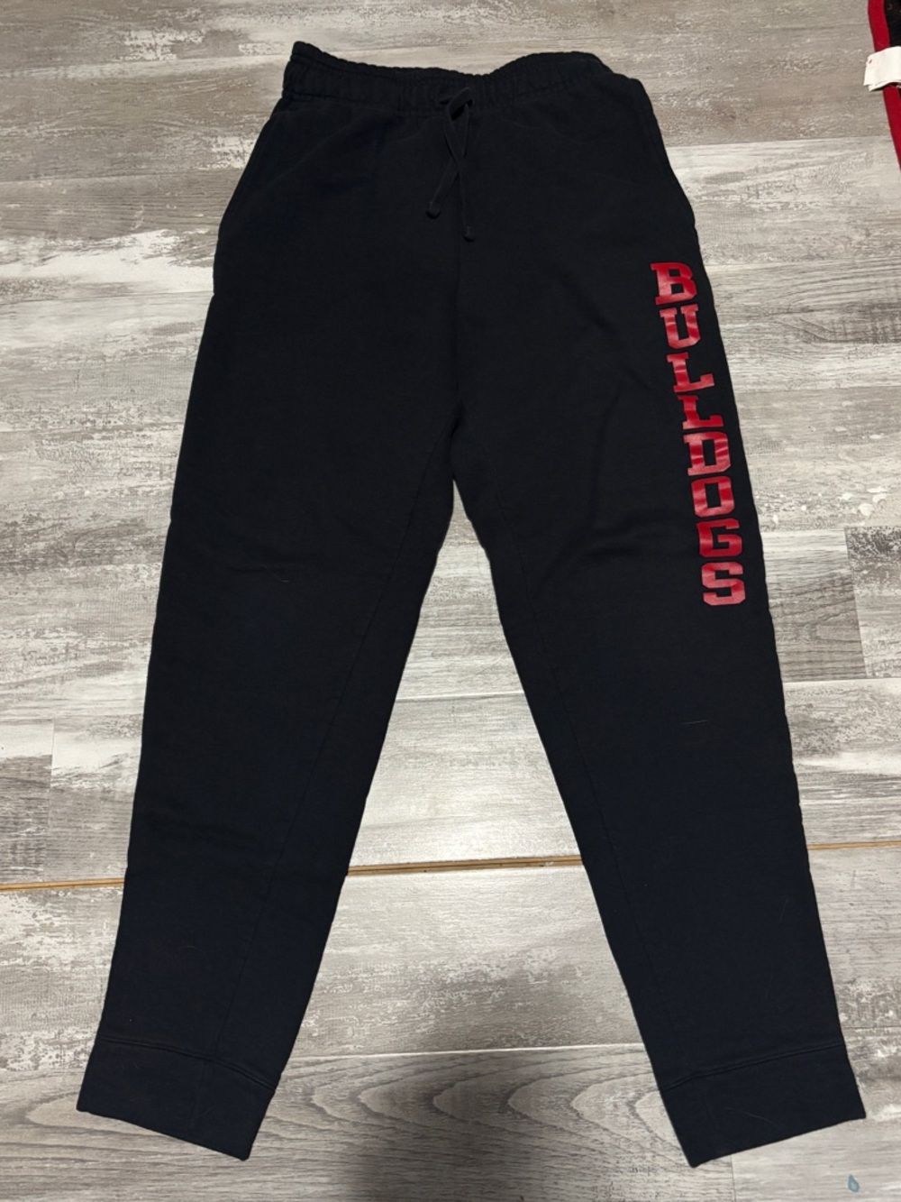 Black Sweatpants with Red "BULLDOGS" Side Graphic